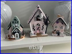 Pink 3 Set Halloween Gingerbread House Lights Ghoulish, Broomstick Sweet Treats