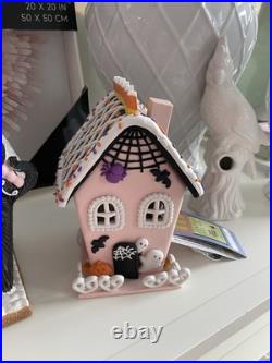 Pink 3 Set Halloween Gingerbread House Lights Ghoulish, Broomstick Sweet Treats