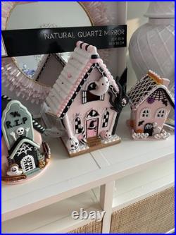 Pink 3 Set Halloween Gingerbread House Lights Ghoulish, Broomstick Sweet Treats