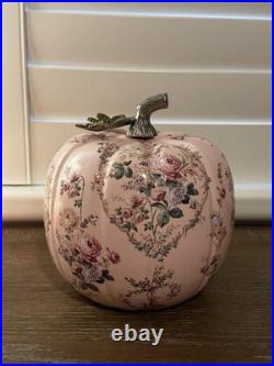 Pink Pumpkin Rococo Shabby Chic Flowers Roses Floral Autumn Fall Halloween