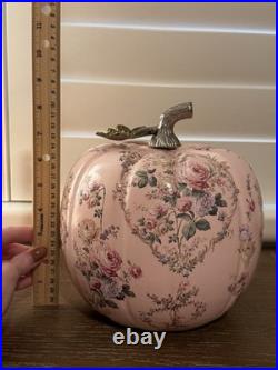 Pink Pumpkin Rococo Shabby Chic Flowers Roses Floral Autumn Fall Halloween