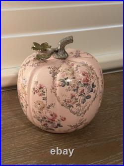Pink Pumpkin Rococo Shabby Chic Flowers Roses Floral Autumn Fall Halloween