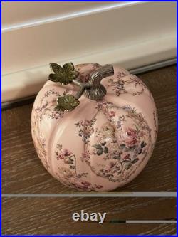 Pink Pumpkin Rococo Shabby Chic Flowers Roses Floral Autumn Fall Halloween