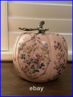 Pink Pumpkin Rococo Shabby Chic Flowers Roses Floral Autumn Fall Halloween