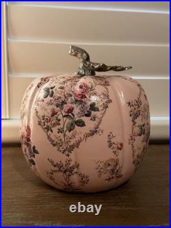 Pink Pumpkin Rococo Shabby Chic Flowers Roses Floral Autumn Fall Halloween