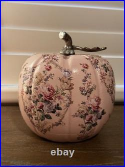 Pink Pumpkin Rococo Shabby Chic Flowers Roses Floral Autumn Fall Halloween