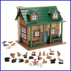 Plow&Hearth Christmas Advent Cabin with Woodland Animals & Santa Brand New