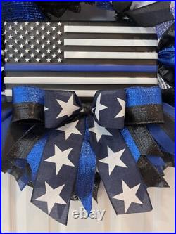 Police Wreath, Back the Blue Wreath, Law Enforcement, white, black & blue wreath Police Wreath, Back the Blue Wreath, Law Enforcement, white, black & blue wreath