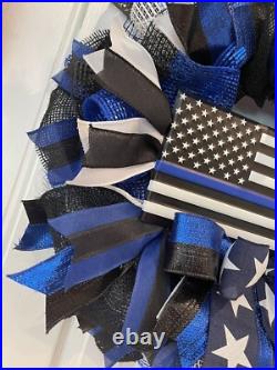 Police Wreath, Back the Blue Wreath, Law Enforcement, white, black & blue wreath Police Wreath, Back the Blue Wreath, Law Enforcement, white, black & blue wreath