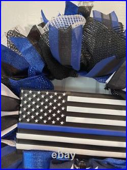 Police Wreath, Back the Blue Wreath, Law Enforcement, white, black & blue wreath Police Wreath, Back the Blue Wreath, Law Enforcement, white, black & blue wreath