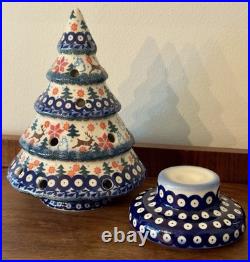 Polish Pottery UNIKAT Christmas Tree Luminary 10 Boleslawiec Reindeer Snowman
