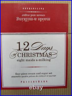 Pottery Barn 12 Days Of Christmas Maids a Cow Milking Cream & Sugar Set #B144