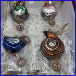 Pottery Barn 12 Days Of Christmas Mercury Ornament Set READ