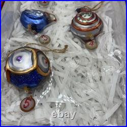 Pottery Barn 12 Days Of Christmas Mercury Ornament Set READ