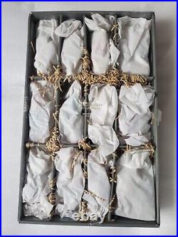 Pottery Barn 12 Gnomes of Christmas Mercury Glass Ornament Set NIB