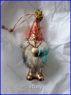 Pottery Barn 12 Gnomes of Christmas Mercury Glass Ornament Set NIB