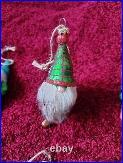 Pottery Barn 12 Gnomes of Christmas Mercury Glass Ornament Set NIB