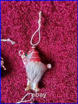 Pottery Barn 12 Gnomes of Christmas Mercury Glass Ornament Set NIB