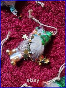 Pottery Barn 12 Gnomes of Christmas Mercury Glass Ornament Set NIB