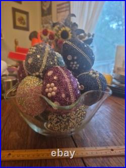 Pottery Barn 3.75×2.75Beaded Jeweled Easter Eggs 13-Count Vase/Bowl Filler EUC