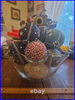 Pottery Barn 3.75×2.75Beaded Jeweled Easter Eggs 13-Count Vase/Bowl Filler EUC