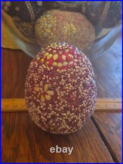 Pottery Barn 3.75×2.75Beaded Jeweled Easter Eggs 13-Count Vase/Bowl Filler EUC