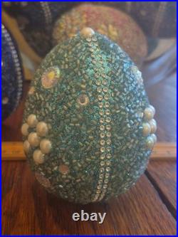 Pottery Barn 3.75×2.75Beaded Jeweled Easter Eggs 13-Count Vase/Bowl Filler EUC