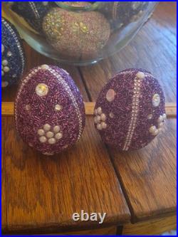 Pottery Barn 3.75×2.75Beaded Jeweled Easter Eggs 13-Count Vase/Bowl Filler EUC