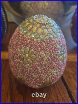 Pottery Barn 3.75×2.75Beaded Jeweled Easter Eggs 13-Count Vase/Bowl Filler EUC