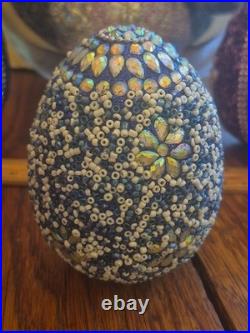 Pottery Barn 3.75×2.75Beaded Jeweled Easter Eggs 13-Count Vase/Bowl Filler EUC