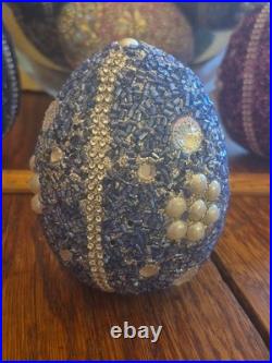 Pottery Barn 3.75×2.75Beaded Jeweled Easter Eggs 13-Count Vase/Bowl Filler EUC