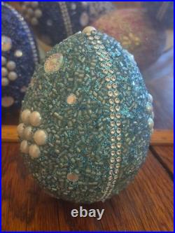 Pottery Barn 3.75×2.75Beaded Jeweled Easter Eggs 13-Count Vase/Bowl Filler EUC