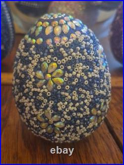 Pottery Barn 3.75×2.75Beaded Jeweled Easter Eggs 13-Count Vase/Bowl Filler EUC