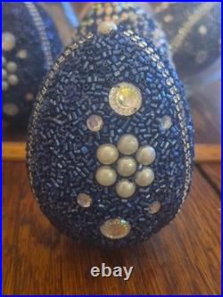 Pottery Barn 3.75×2.75Beaded Jeweled Easter Eggs 13-Count Vase/Bowl Filler EUC