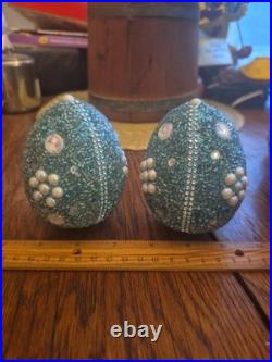 Pottery Barn 3.75×2.75Beaded Jeweled Easter Eggs 13-Count Vase/Bowl Filler EUC