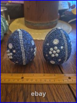 Pottery Barn 3.75×2.75Beaded Jeweled Easter Eggs 13-Count Vase/Bowl Filler EUC