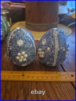 Pottery Barn 3.75×2.75Beaded Jeweled Easter Eggs 13-Count Vase/Bowl Filler EUC