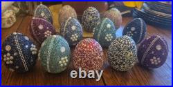 Pottery Barn 3.75×2.75Beaded Jeweled Easter Eggs 13-Count Vase/Bowl Filler EUC Pottery Barn 3.75×2.75Beaded Jeweled Easter Eggs 13-Count Vase/Bowl Filler EUC