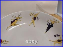 Pottery Barn 8 Reindeer 14 Round X 3.5 Tall Salad Serving Bowl Retired