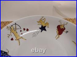 Pottery Barn 8 Reindeer 14 Round X 3.5 Tall Salad Serving Bowl Retired