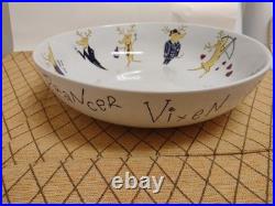 Pottery Barn 8 Reindeer 14 Round X 3.5 Tall Salad Serving Bowl Retired