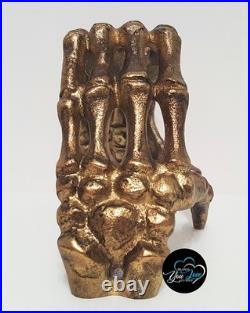 Pottery Barn Brass Skeleton Heart Hands Decor 10 W NEW Halloween RARE