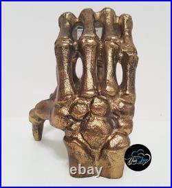 Pottery Barn Brass Skeleton Heart Hands Decor 10 W NEW Halloween RARE