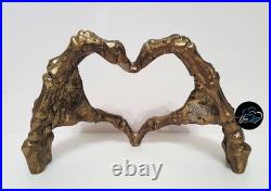Pottery Barn Brass Skeleton Heart Hands Decor 10 W NEW Halloween RARE