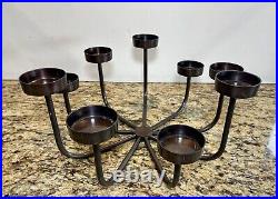 Pottery Barn Bronze Round Metal Candle Holder Candelabra Centerpiece RETIRED