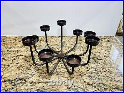 Pottery Barn Bronze Round Metal Candle Holder Candelabra Centerpiece RETIRED