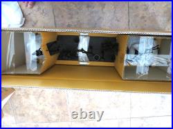 Pottery Barn Bronze sculpted reindeers & trees candle holder centerpiece nib