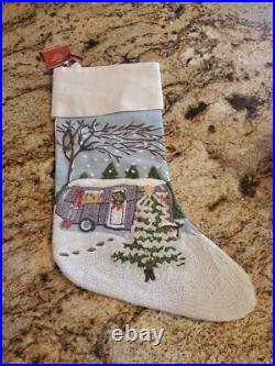 Pottery Barn CHRISTMAS CAMPER Crewel Embroidered Stocking AIRSTREAM Holiday NWT Pottery Barn CHRISTMAS CAMPER Crewel Embroidered Stocking AIRSTREAM Holiday NWT
