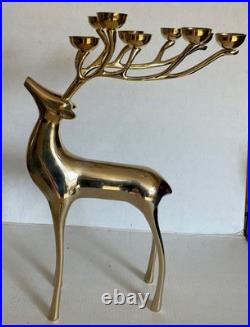 Pottery Barn Candelabra Brass Deer 10 Votive Candle Holder Reindeer 20 Heavy