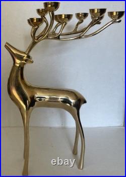 Pottery Barn Candelabra Brass Deer 10 Votive Candle Holder Reindeer 20 Heavy